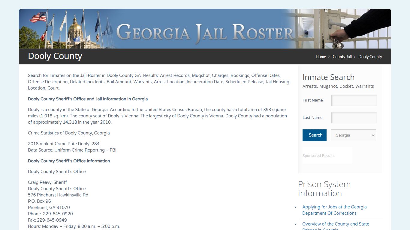 Dooly County | Georgia Jail Inmate Search